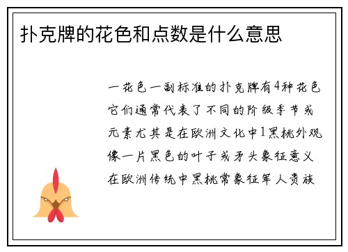 扑克牌的花色和点数是什么意思